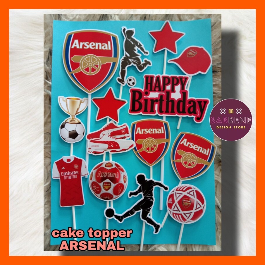 12 x Arsenal Soccer Cupcake Toppers Edible Icing Image Cake Decorations 01   eBay