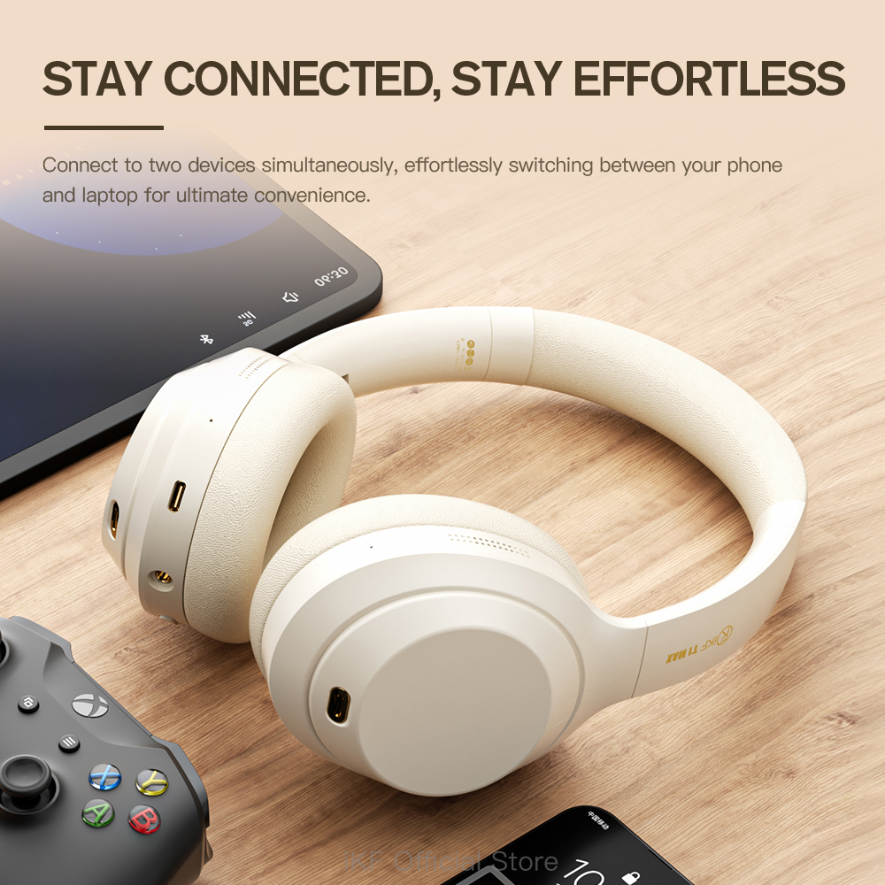 iKF T1-MAX Bluetooth Active Noise Cancelling Headphone HIFI Wireless Headset 100H Wired ENC ANC Earphone 3D Speace Sound Movie Mode