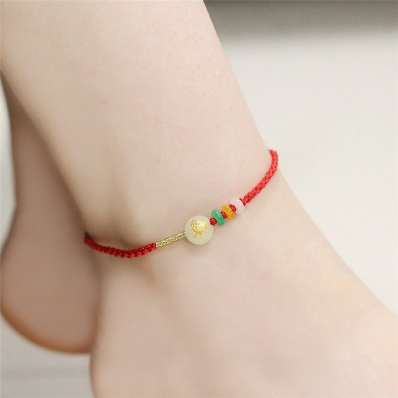 Đã Dũa Bằng Pha Lê Chuyển Dây Thừng Đỏ Vòng Chân Đá Phát Sáng Gợi Cảm 12 Cung Hoàng Đạo Năm Trang Sức Đơn Giản Phiên Bản Hàn Quốc Cho Nữ Của TH