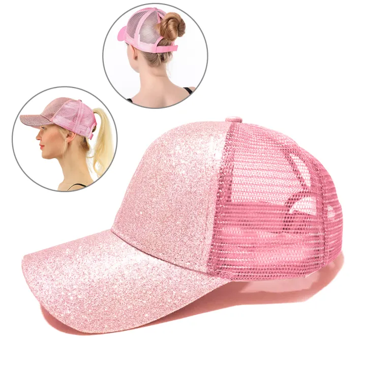 messy bun baseball hat