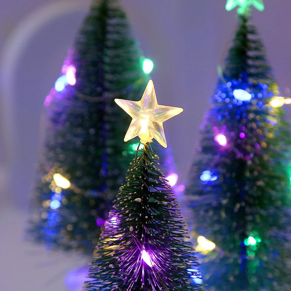 17cm Christmas Tree with Light String Colorful Glowing Pine Tree Ornaments Desktop Christmas Decoration New Year Party Gift
