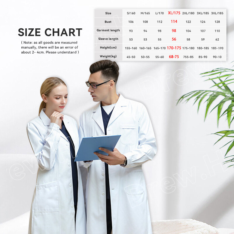 Doctor white coat clearance sizes