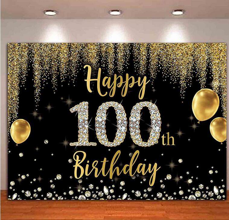 40th Birthday Decoration Happy 40th Birthday Backdrop for Women Birthday Party Background Shining Glitter Gold Spots Black and Gold Party Banner Photo Studio Props 