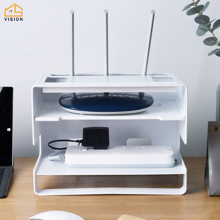 Hộp đựng Bộ định tuyến Wifi hai lớp Vision, dụng cụ sắp xếp Bộ định tuyến Wifi Loại ngăn kéo, giá đỡ dây cáp để bàn văn phòng đa chức năng, bảng điều khiển lưu trữ Wifi