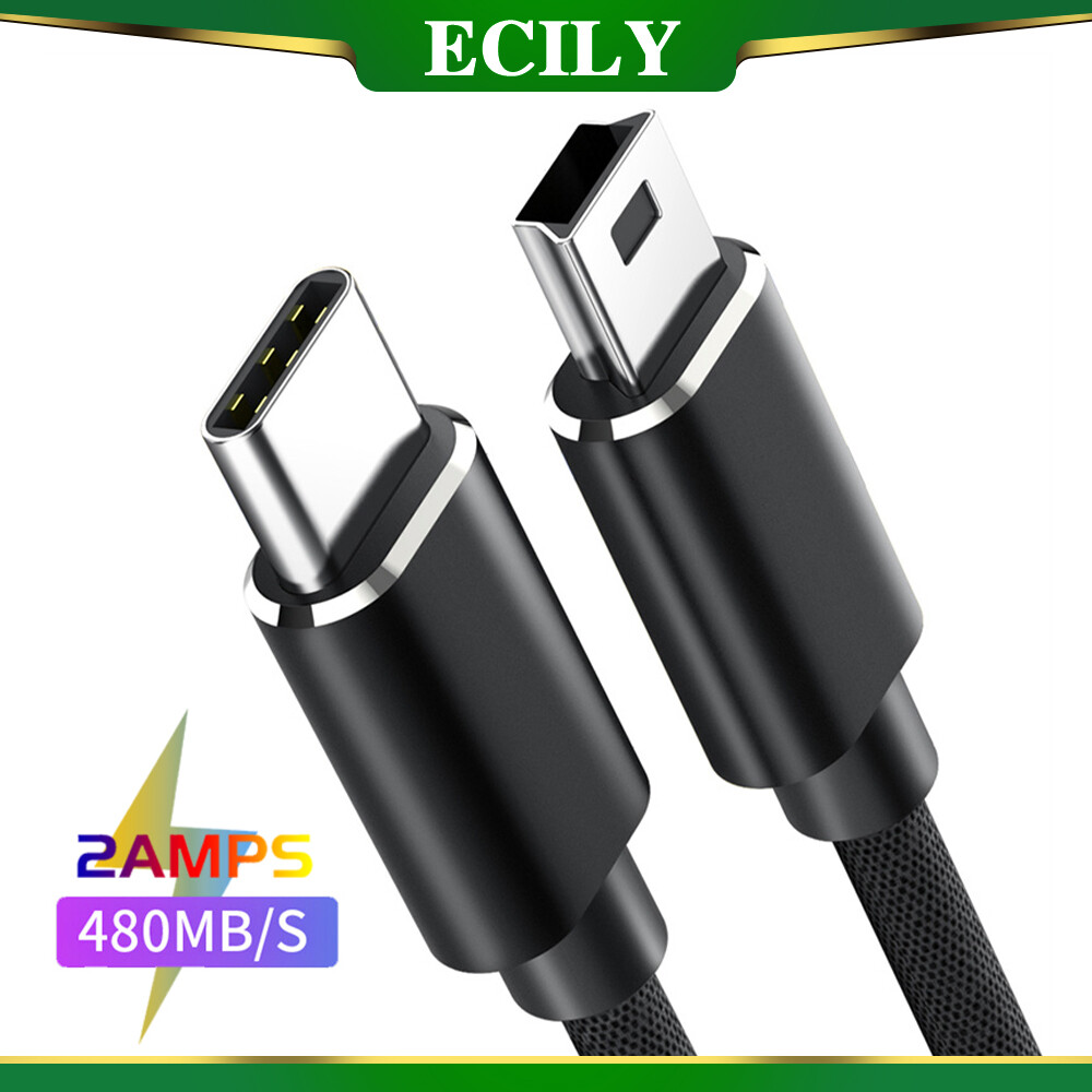 Ecily loại USB C để USB mini Cáp sạc nhanh USB2.0 Cáp truyền dữ liệu Sạc cho máy tính đồng bộ hóa truyền dữ liệu