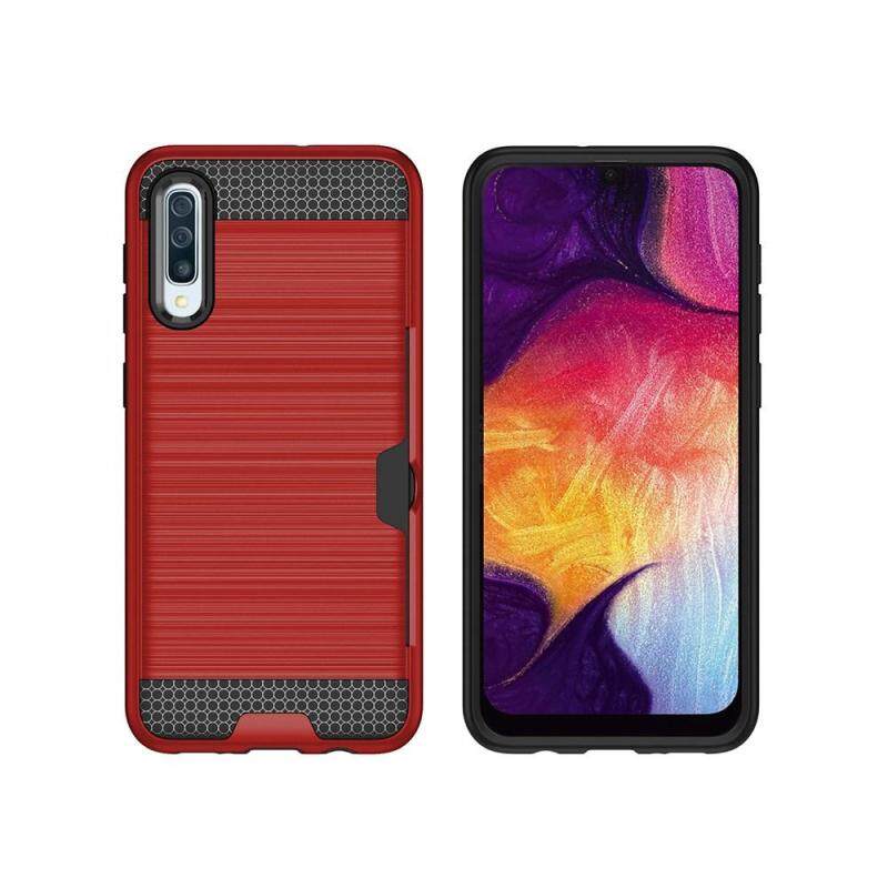 Giá Maxlaber Case For Samsung Galaxy A50 Soft TPU + PC Hybrid Carbon Fiber Wiredrawing Grain Shockproof Dual Layer Protective Phone Case With Card Slots