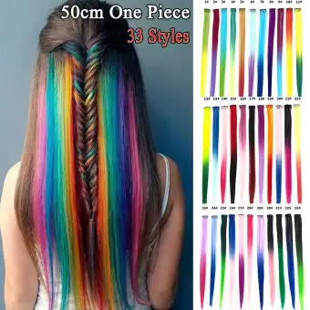 1 Colorful Women Ombre Rainbow Gradient Color Fake Long Straight