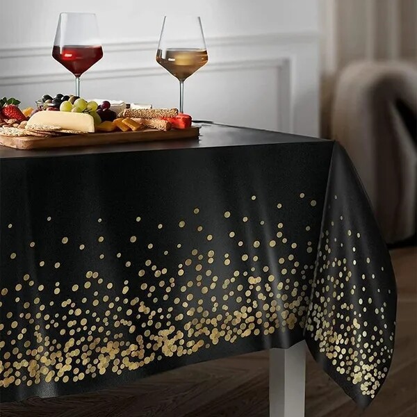 137x274cm Disposable Tablecloth Rectangle Bronzing Gold Dot Waterproof Table Runner for Restaurant Wedding Decor Birthday Party Supplies