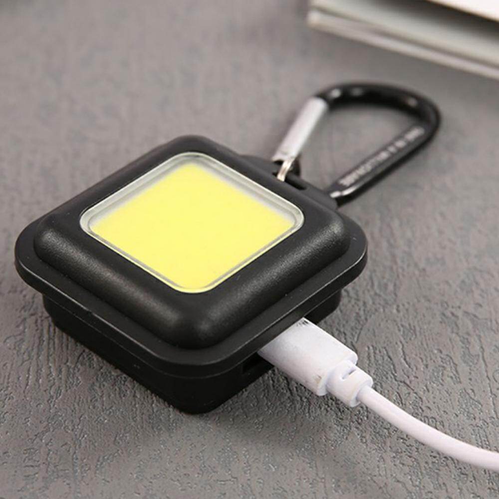 Portable COB LED Flashlight USB Rechargeable Keychain Camping Emergency Light