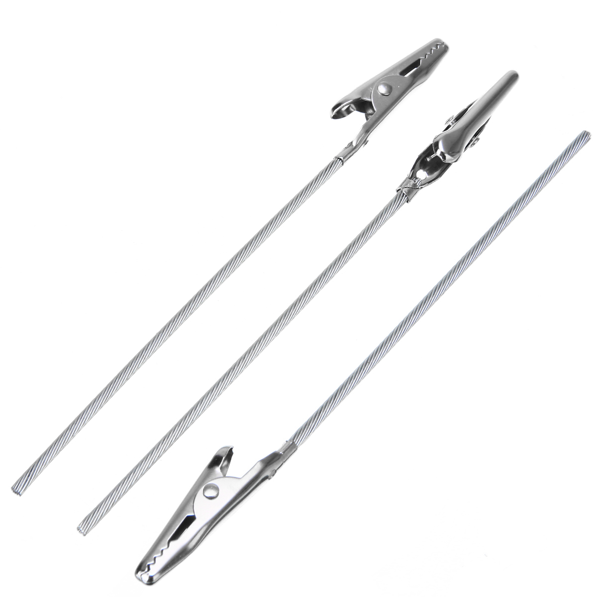 25-Pack Non-Insulated Alligator/Test Clips - 4.9 Inch Long, Metal, Silver Tone