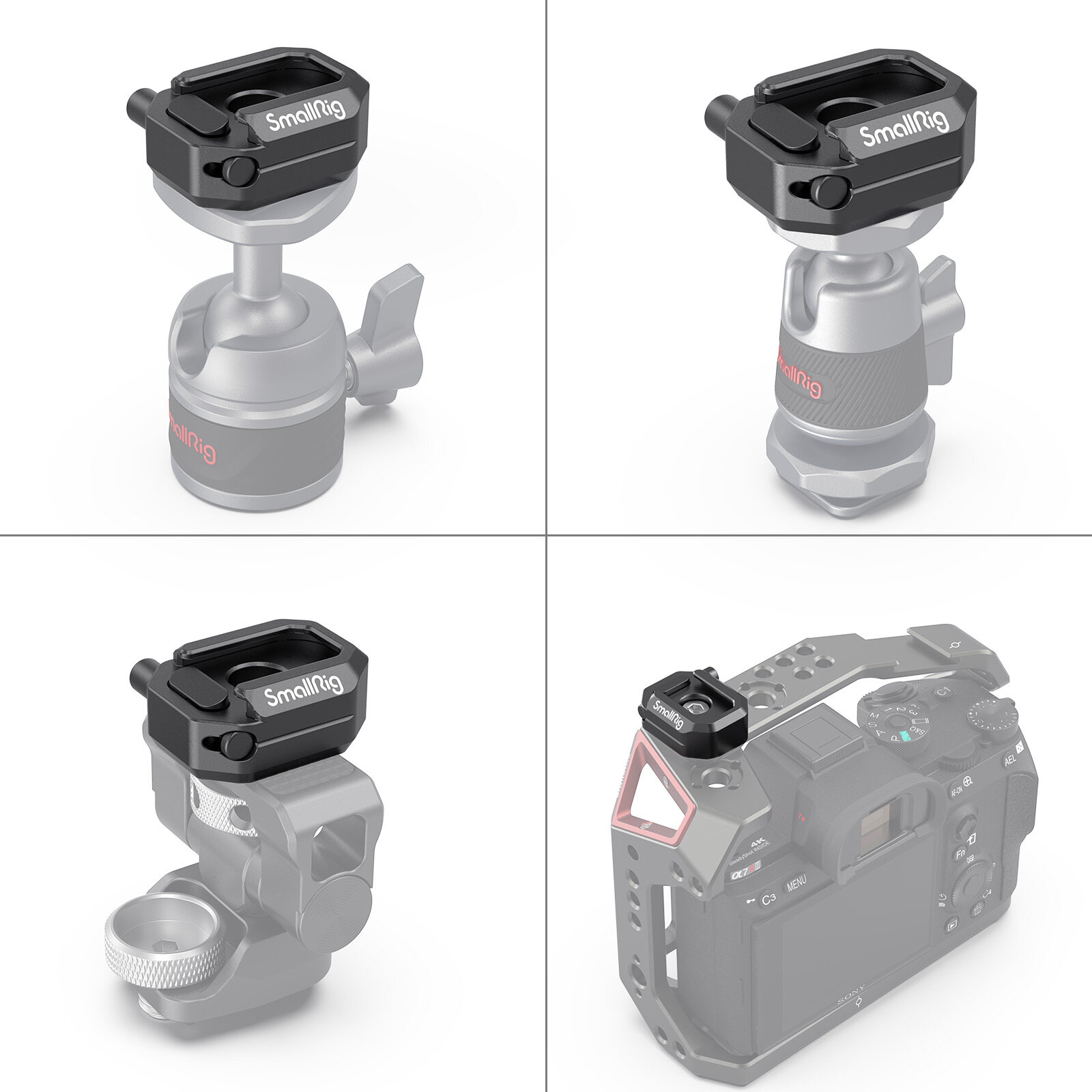 SmallRig Bộ chuyển đổi đế gắn giày lạnh đa năng có chốt an toàn cho đèn LED Micro lồng máy ảnh 2797