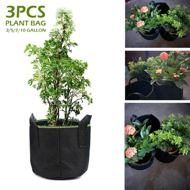 3pcs Fabric Plant Bags 3 5 7 10 Gallon Grow Smart Pots Root Garden 14 50 L By Flyhighway