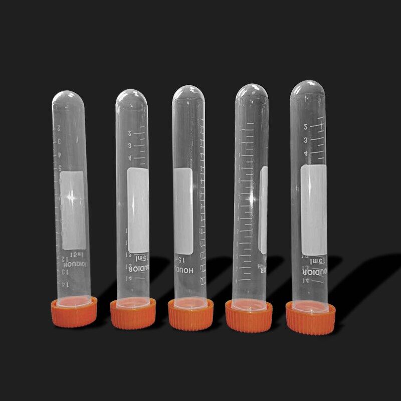 50Pcs 15Ml Screw Cap Round Bottom Centrifuge Tube Plastic Test Tubes ...