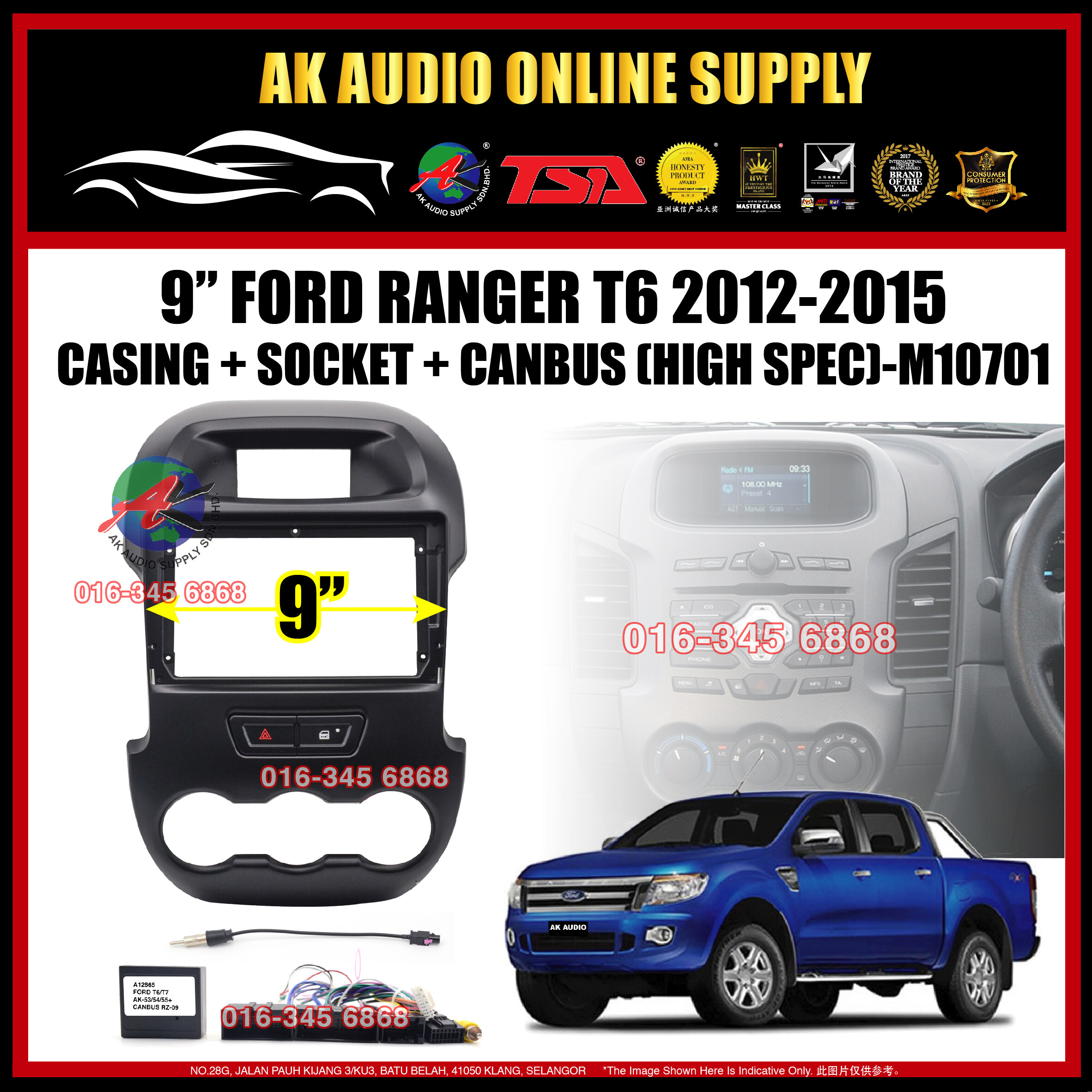Ford Ranger T6 2012 - 2015 ( High Spec ) Android Player 9