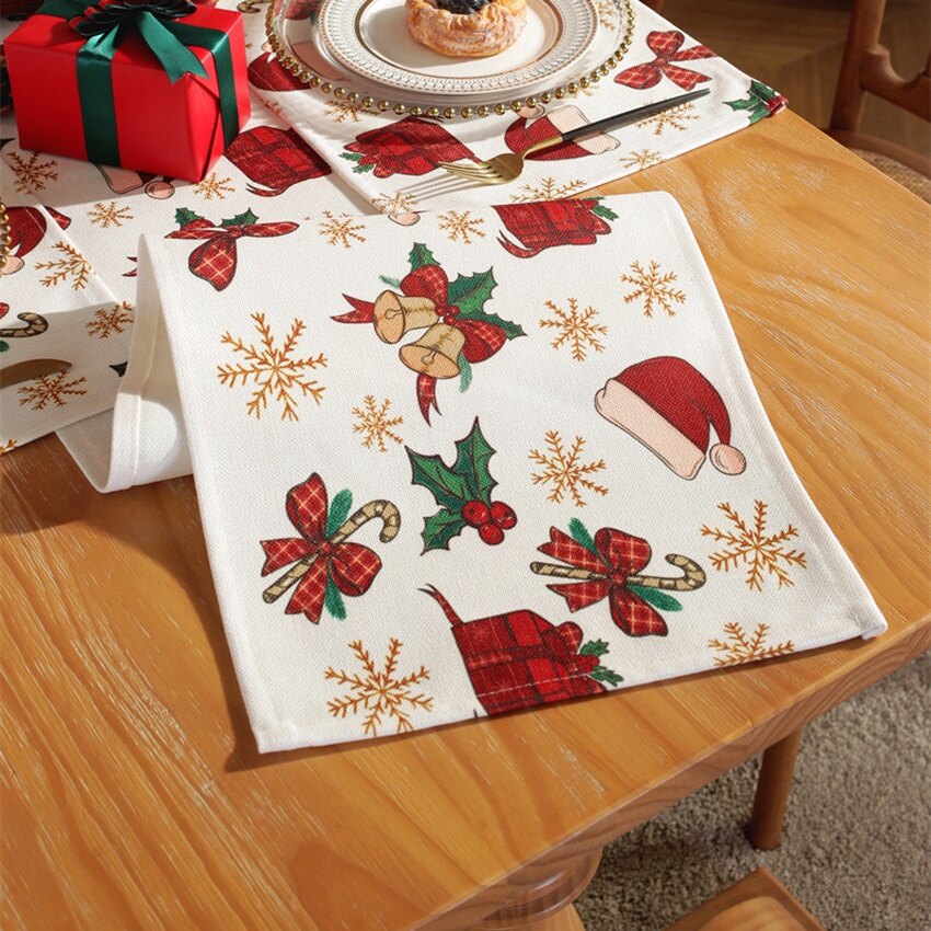 Luxury Christmas Table Runner for 4/6/8/10 Seat Cotton Linen Tablecloth for Dining Table Center Long Tablecloth Festival Decor