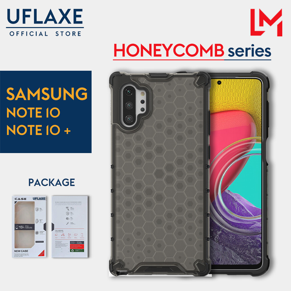 UFLAXE Honeycomb Shockproof Hard Case for Samsung Galaxy Note 10 / Note 10 Plus / Note 10 Lite Full Protection Clear Translucent Case Durable Back Cover anti-shock Protective Casing