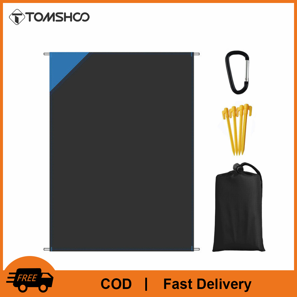 TOMSHOO Ultralight Water Resistant Camping Mat with Triangle Pocket Sand Free Beach Mat Picnic Blanket Sandproof Beach Blanket