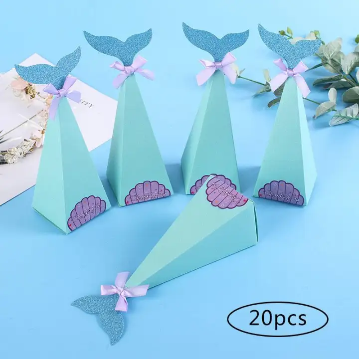 Houseeker 20pcs Lot Diy Mermaid Gift Bags Party Supplies Favor Kids Birthday Baby Shower Candy Packaging Paper Bag Wedding Box