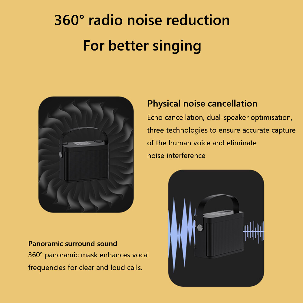 Portable Mobile Karaoke Speaker Machine with Dual Microphone Wireless Karaoke Speaker Machine Voice Changer Bluetooth-compatible 5.0 Support TF Card