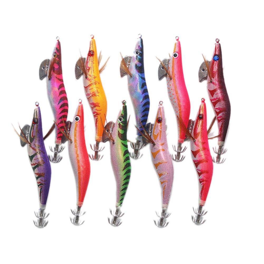 Honrane 10Pcs Luminous Saltwater Squid Jig Cuttlefish Fishing Lure Bait Tackle with Hook