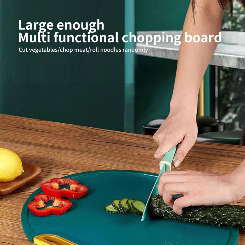 Chopping Blocks Thickened Cutting Board Anti-Mildew Non-Slip PE Plastic Round Rotatable Sticky Board Pad Cutting Board Kitchen