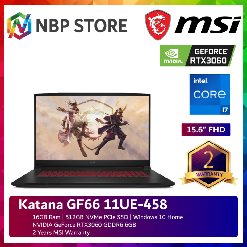 MSI GF66 11UE-458 15.6 FHD Gaming Laptop ( i7-11800H, 16GB, 512GB SSD, RTX3060 6GB, W10 ) Malaysia