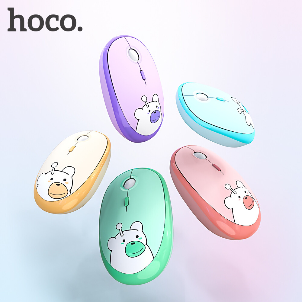 【2023】Hoco Cute Cartoon Wireless Mice Computer Mouse for Laptop Silent Buttons 2.4G with USB Mini Receiver, 800 DPI 1200 DPI With 3 Adjustable DPI For PC Laptop