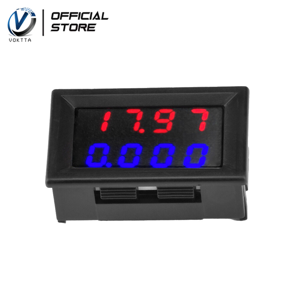 VOKTTA Digital Voltmeter DC 500V 10A Digital Dual Display Current Voltmeter Adjustable LED Voltage Panel Meter Red/Blue