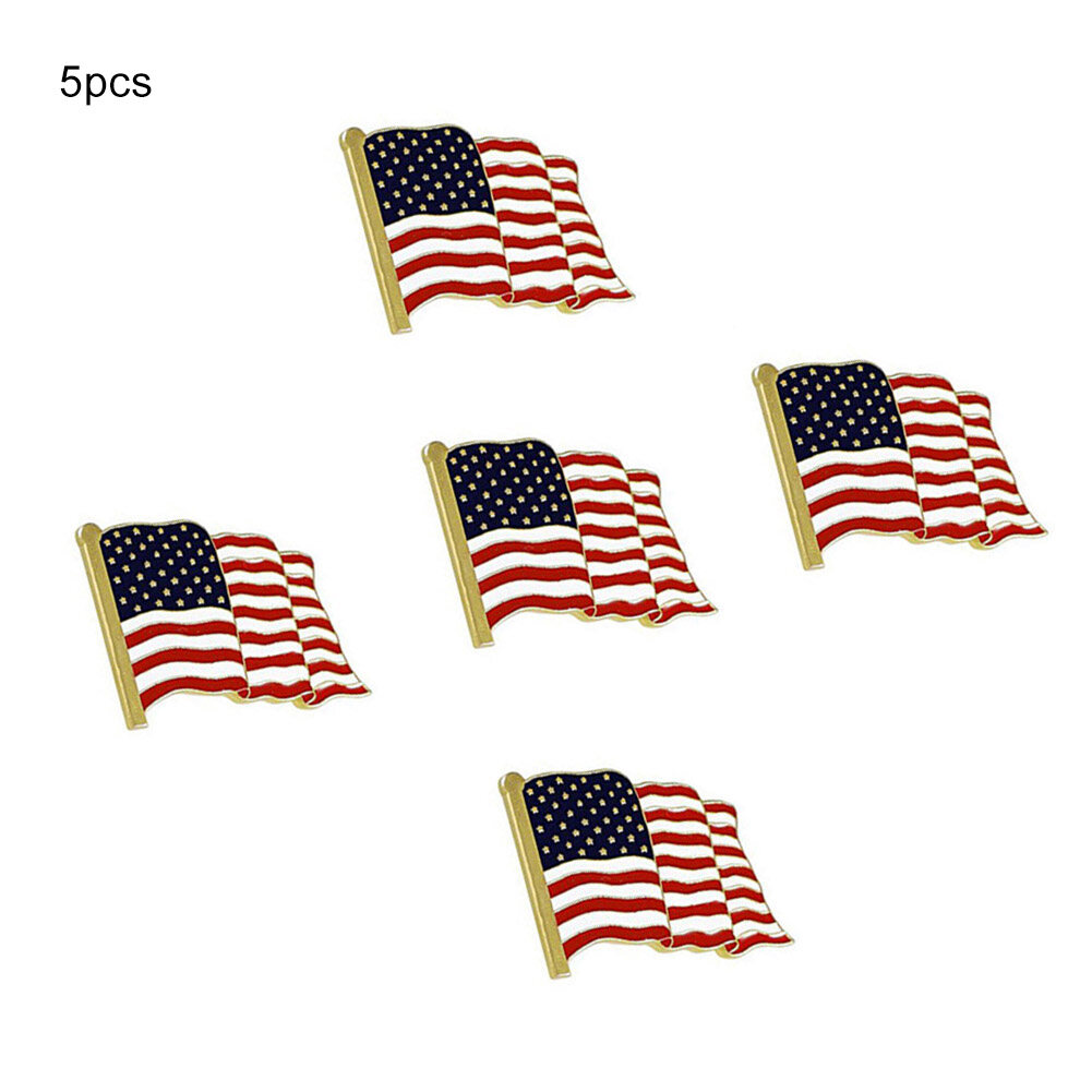 Talent Star 5Pcs Unisex American Flag Enamel Brooch Pin Denim Jacket Badge Bag Hat Decor
