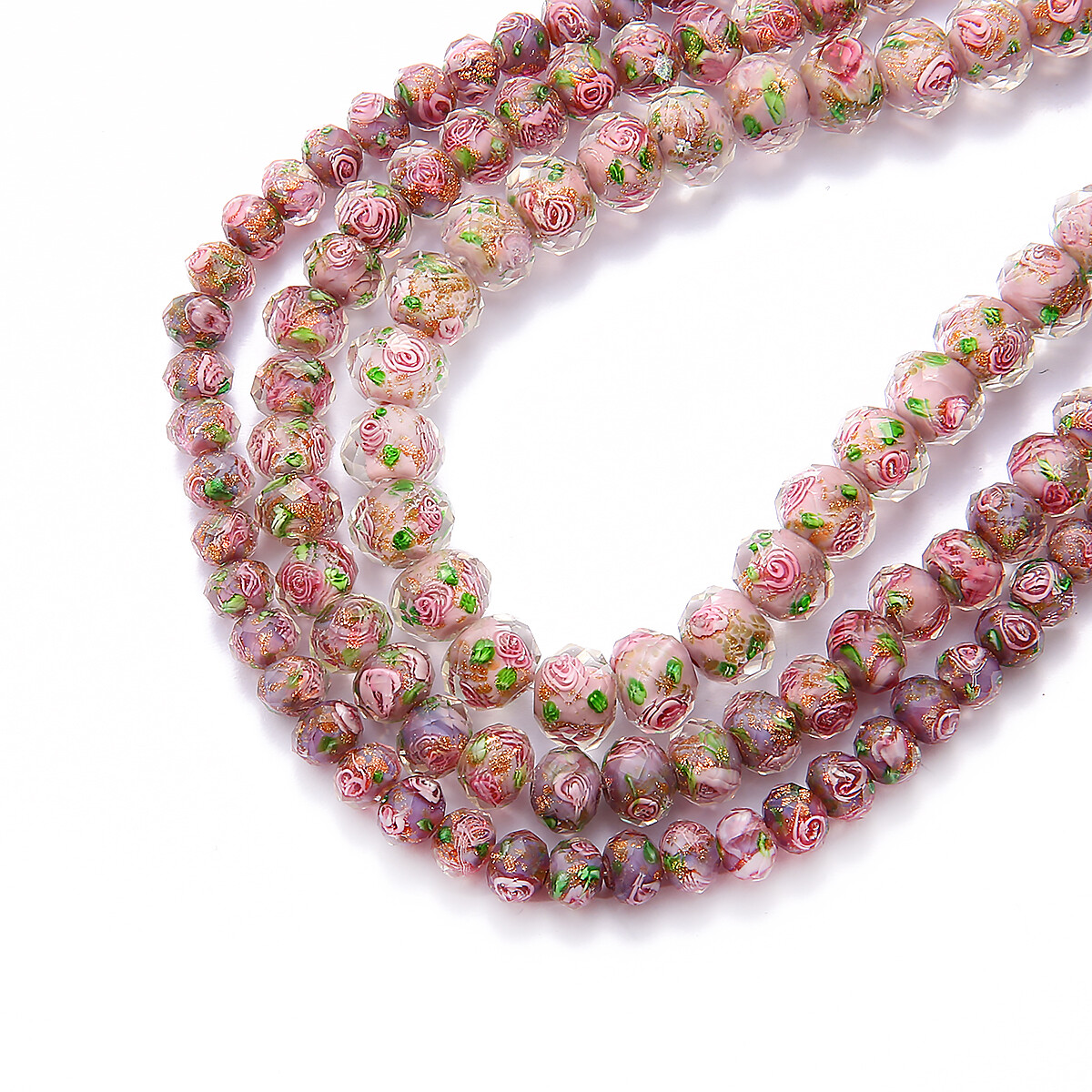 10Pcs 8mm Exquisite Transparent Flower Glass Lampwork Beads For Jewelry Making Women DIY Bracelet Necklace