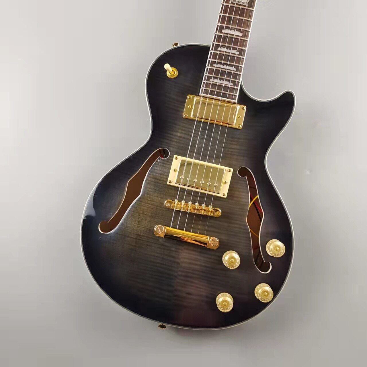 Classic Gray Burst Gibson Les Paul Semi Hollow Body Electric Guitar Gold Hardware Humbucker