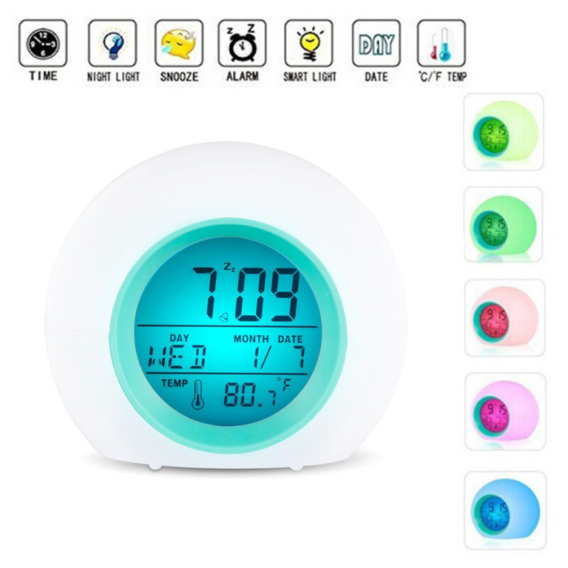 Nơi bán 【Alarm Clock】Light Nhiệt Kế Kỹ Thuật Số, Đèn Đổi Màu 7 Màu Đồng Hồ Phát Sáng Ban Đêm Cho Trẻ Em 1 Chiếc