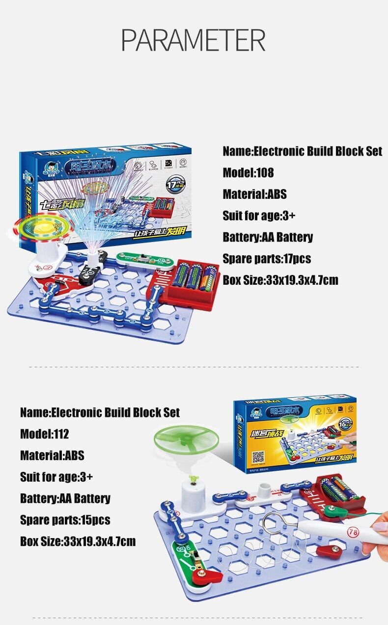 Circuits For Kids Electronics Discovery Kit Circuits Experiments Smart Block Educational Science Toy DIY Building Blocks