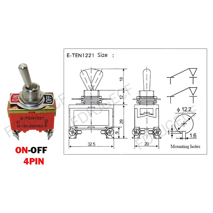 Công Tắc Gạt Đơn E-TEN 1021 15A/250V 2 Chế Độ ON-OFF 2P