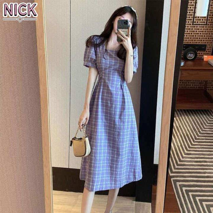 NICK ชุดผู้หญิงใหม่ภาษาฝรั่งเศสคำกระโปรงย้อนยุคสี่เหลี่ยมกลางความยาวกระโปรงลายตาราง – No Brand – 2237556371_TH-7484353145 >>> 🇹🇭 Top1Thailand 🛒 >>> lazada.co.th 🇹🇭 🇹🇭 🇹🇭🛒🛍🛒