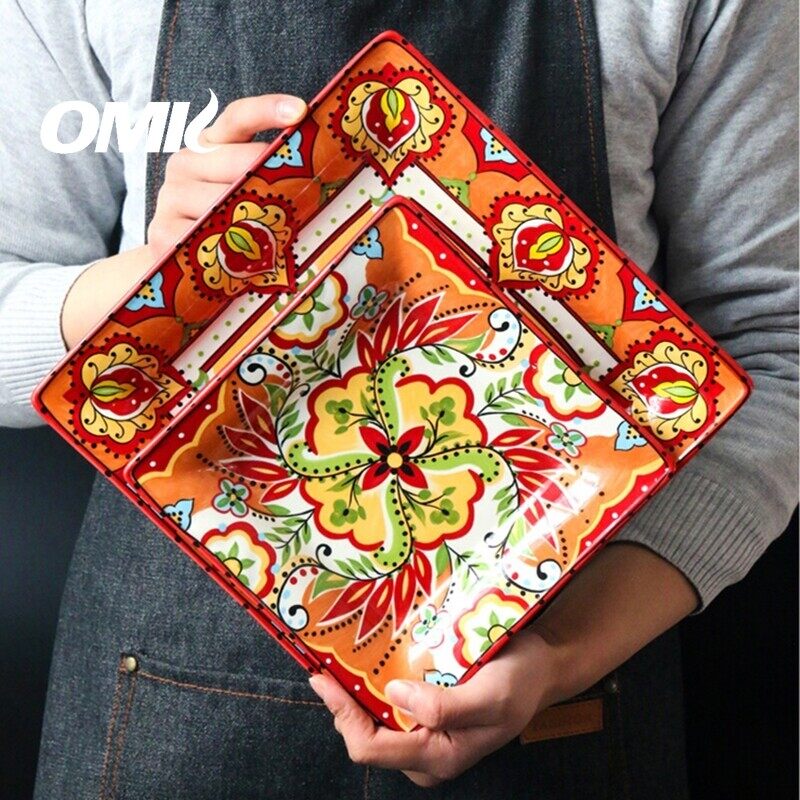 Omk Red Luca Series bát gốm dung tích lớn bát đựng sa lát