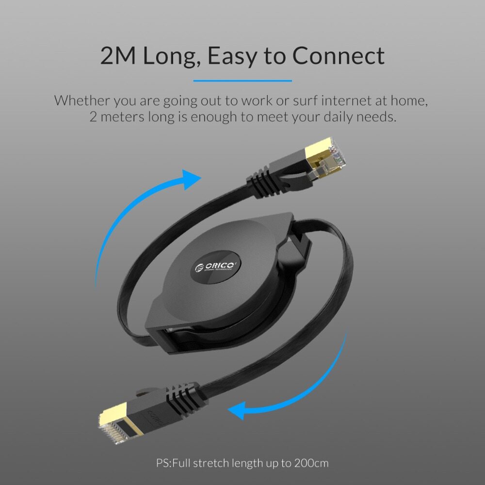 ORICO Cáp Ethernet CAT6 Cáp Mạng LAN Ethernet Có Thể Thu Vào Di Động Cho Máy Tính Xách Tay Cáp Mạng Bộ Định Tuyến 1000Mbps 2M(PUG-LGC6)