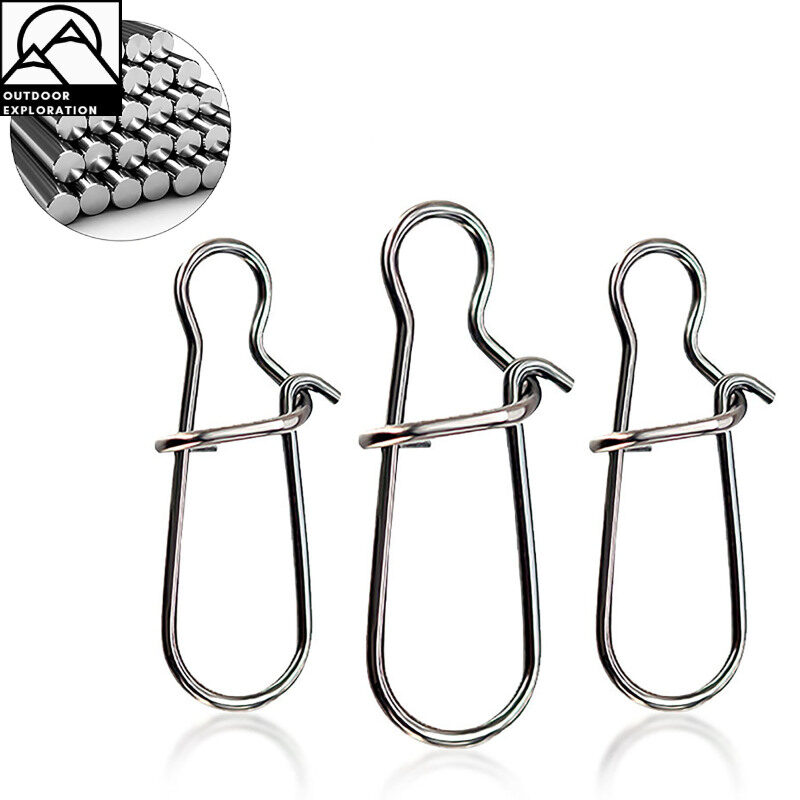 Outdoor exploration 100pcs Metal Fishing Connector Fast Clip Lock Snap Swivel Solid Rings Fishing Hook Tools For Seawater Freshwater