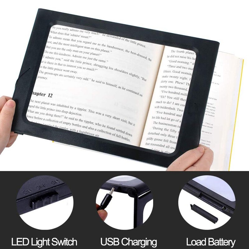 3x full page magnifying glass for reading hands free large rectangular