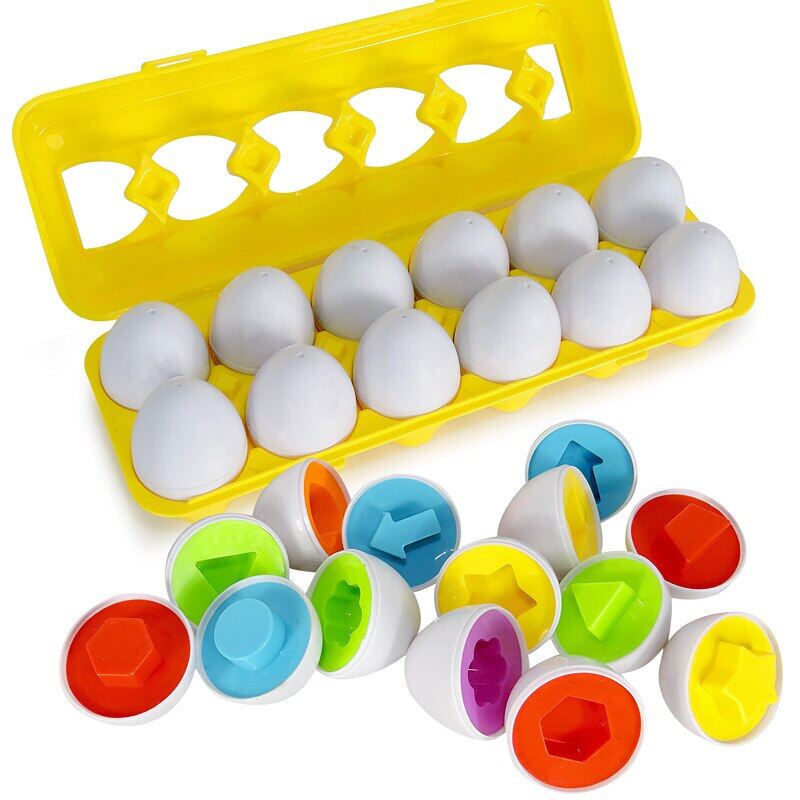 26 PCS Montessori Eggs Puzzle Toys Education Early Geometric Shape Math Alphabet Game Kids Shape Matching Toys Egg Toy For Kid