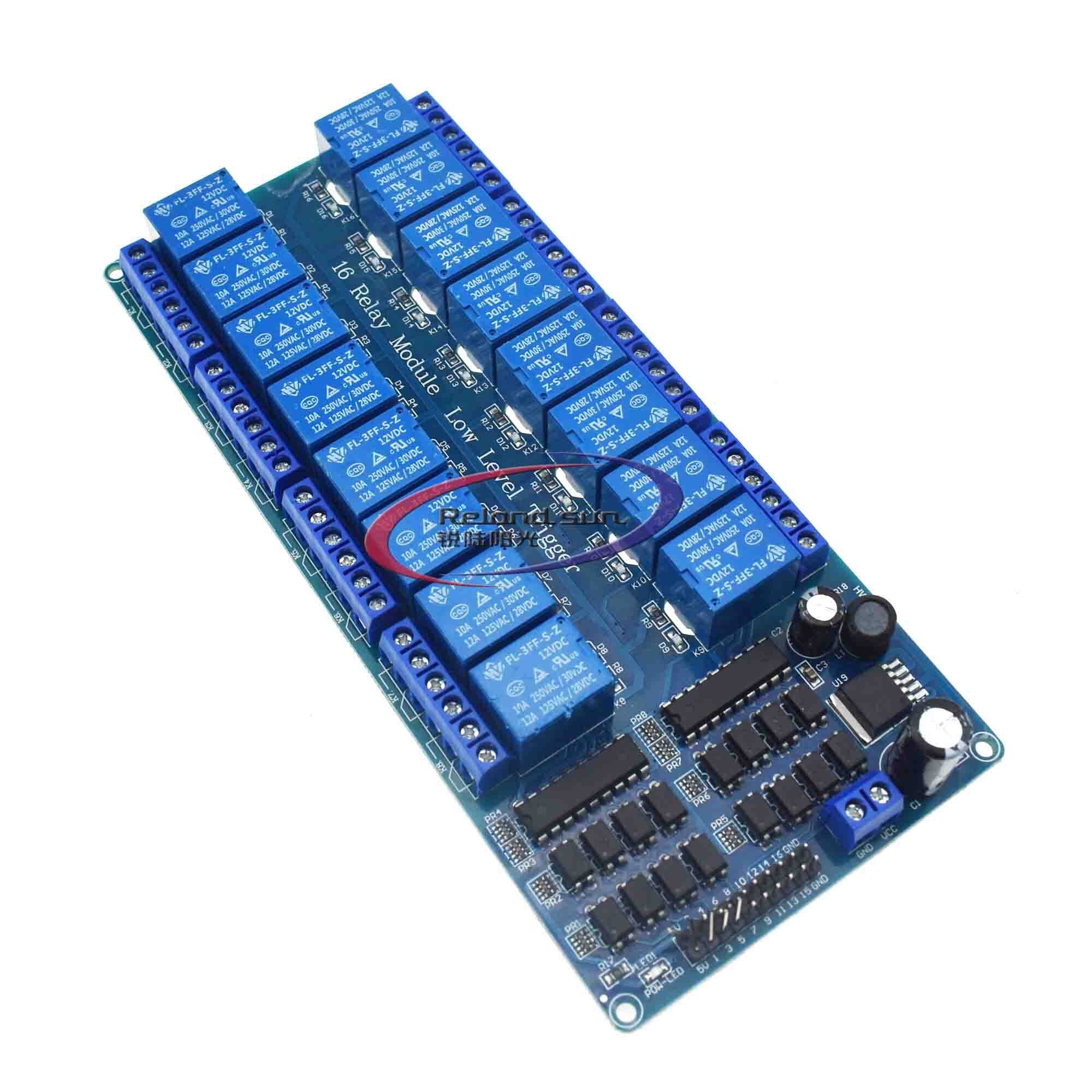 1PCS 16 Channel Relay Shield Module DC 5V 12V with Optocoupler LM2576 Microcontrollers Interface Power Relay For Arduino DIY Kit