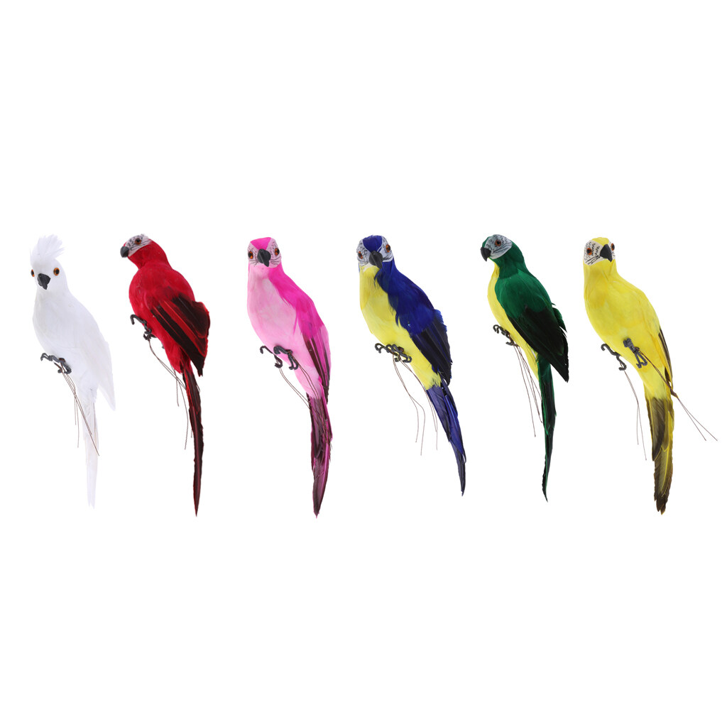 Vivid Macaw Parrot Ornament Imitation Birds Model Outdoor Tree Decoration White