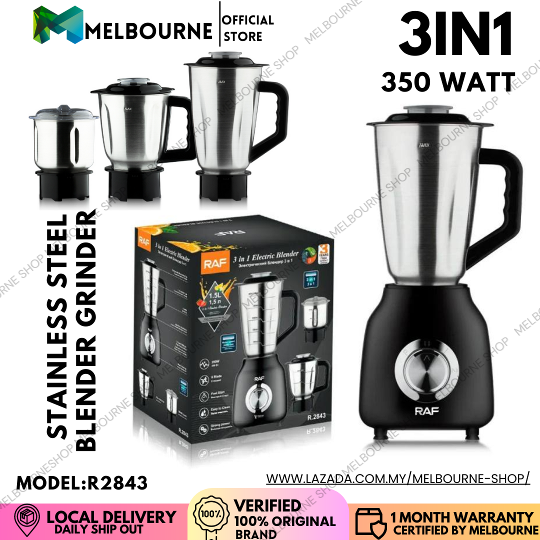 Melbourne RAF Multifunction 3 in 1 Blades Stainless Steel Grinder Electric  Smoothie Blender for Baby Food-350Watt 1.5L Model R-2843