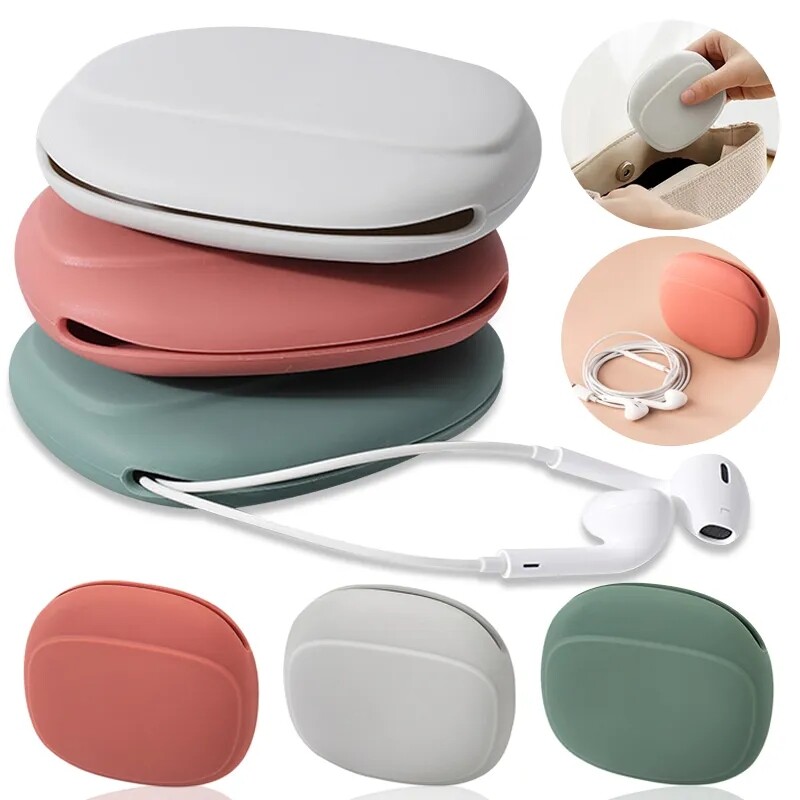 Di Động Cáp dữ liệu Headphone Lưu Trữ Hộp di động đơn giản Cáp dữ liệu điện thoại Cáp dữ liệu túi xếp đồ Silicone Lưu Trữ Hộp ví đựng tiền xu dễ thương