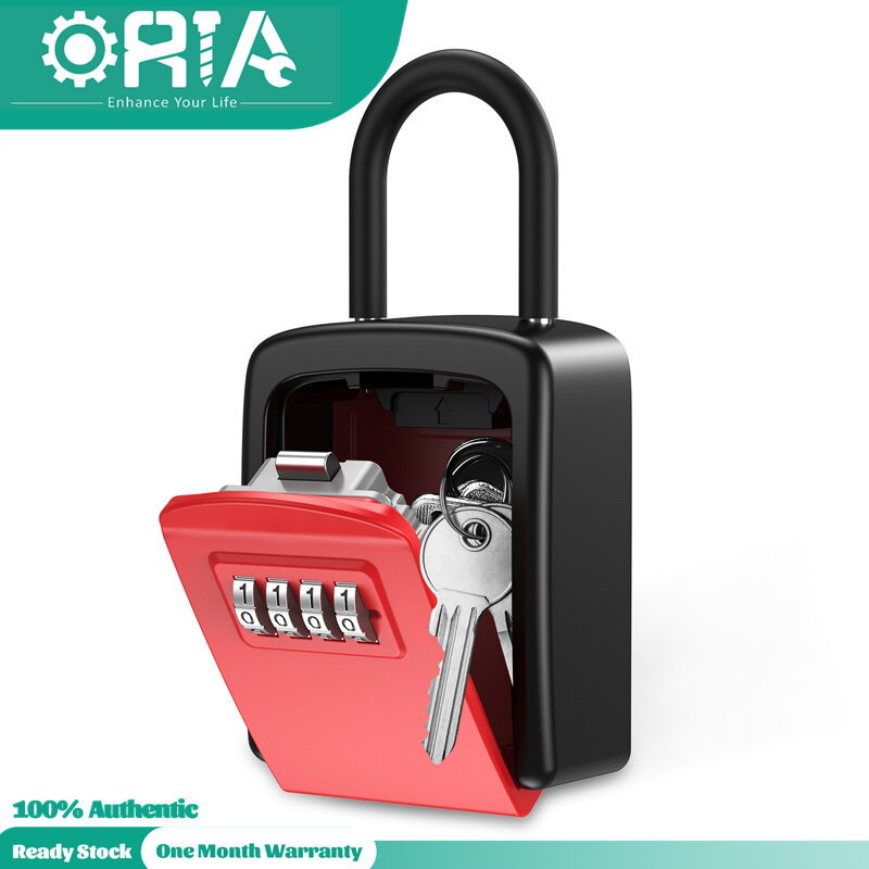 ORIA Key Storage Lock Box, 4 Digit Combination Lock Box, Key Safe Security Storage, 5 Keys Capacity for House Key Storage Combo Door Locker 3.66 Inch