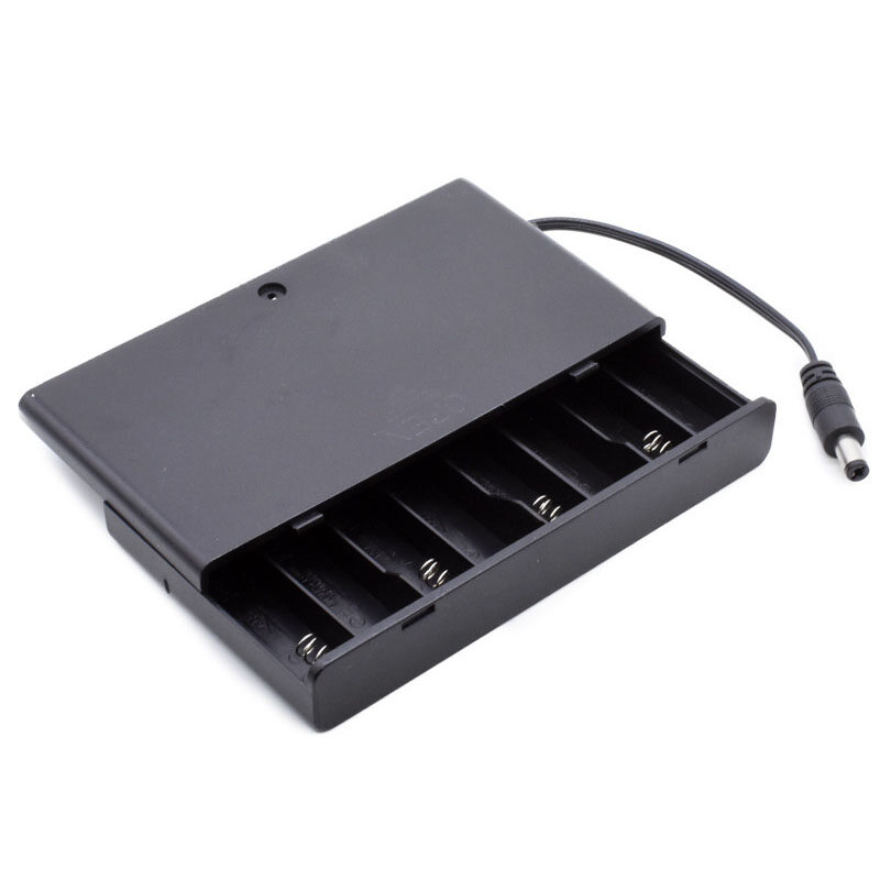 12V 8 x AA Battery Holder Case Box with Cover Switch DC Head
