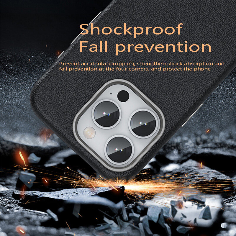 MagSafe Magnetic attraction Plain leather phone case for iPhone15 Pro Max protective case for iPhone15 Pro 15Plus full package shockproof phone case