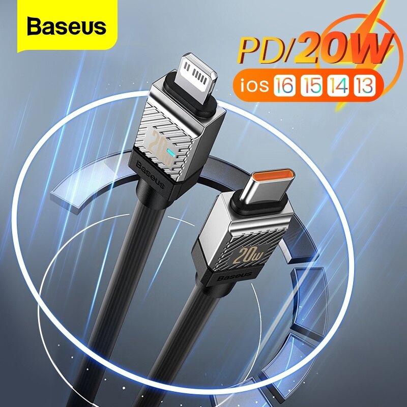 Baseus pd 20w usb type c cable for iphone 14 13 8 fast usb c cable for iphone charging cable type c to lighting cable wire code