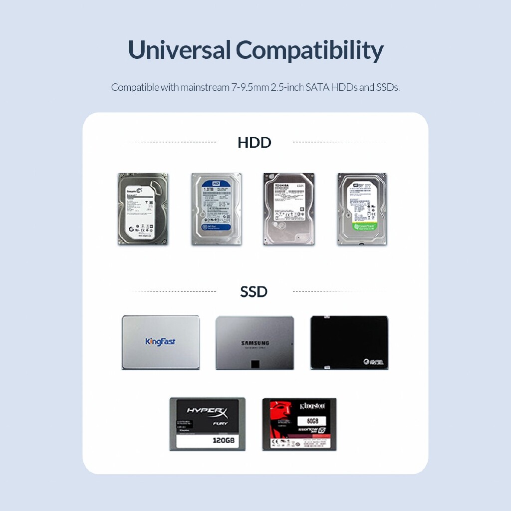 ORICO SATA Để USB 3.0 Adapter Bên Ngoài Trường Hợp Đĩa Cứng SSD HDD Bao Vây 5Gbps Công Cụ Miễn Phí (2521U3)