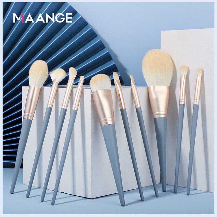 MAANGE Bộ Cọ Trang Điểm 10 Cái Kem Che Khuyết Điểm Phấn Mắt, Dụng Cụ Trang Điểm Chuyên Nghiệp Má Hồng